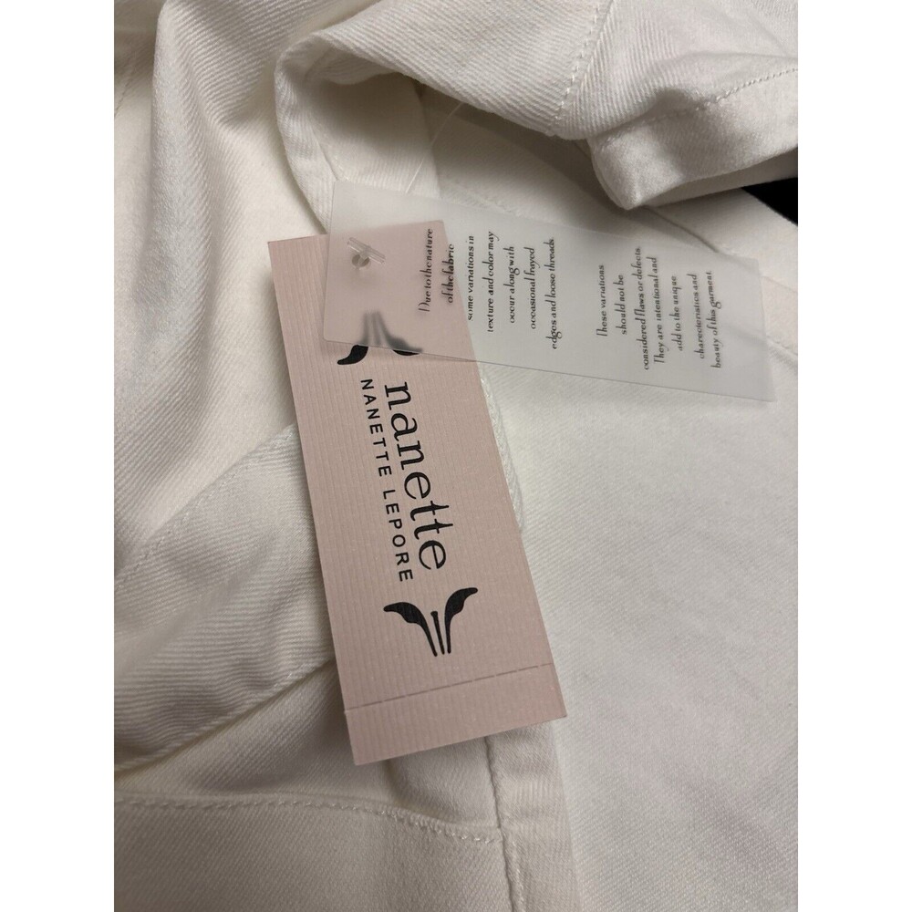 Nanette Lepore Double Breasted Denim Shirtdress Color Brilliant White Size 8 New - Picture 5 of 5
